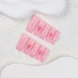 24pcs/Set Blush Gradient French 3D Stripes Press-On Nails