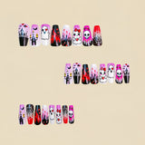 24pcs/Set Halloween Haunted House Flaming Skull Press-On Nails