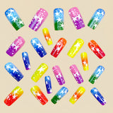 24pcs/Set Multicolor Stars Press-On Nails