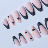 24pcs/Set French Matte Heart Press-On Nails