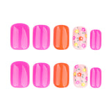24pcs/Set Colorful Flowers Press-On Nails