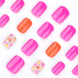 24pcs/Set Colorful Flowers Press-On Nails