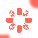 24pcs/Set Orange Base with White Flowers Press-On Nails