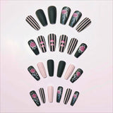 24pcs/Set Heart Flowers Press-On Nails