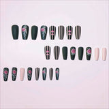 24pcs/Set Heart Flowers Press-On Nails