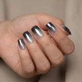 24pcs/Set Electroplated Silver Gradient French Press-On Nails