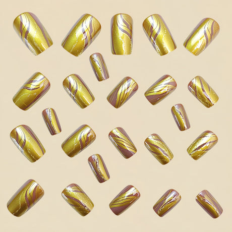 24pcs/Set Electroplated Gold Press-On Nails