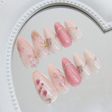 24pcs/Set 3D Cat Eye Gilded Flower Press-On Nails