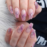 24pcs/Set Purple Striped Ombre Press-On Nails