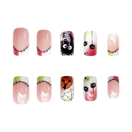 24pcs/Set Halloween Pumpkin Spider Press-On Nails