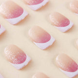 24pcs/Set Pink Ombre White French Press-On Nails