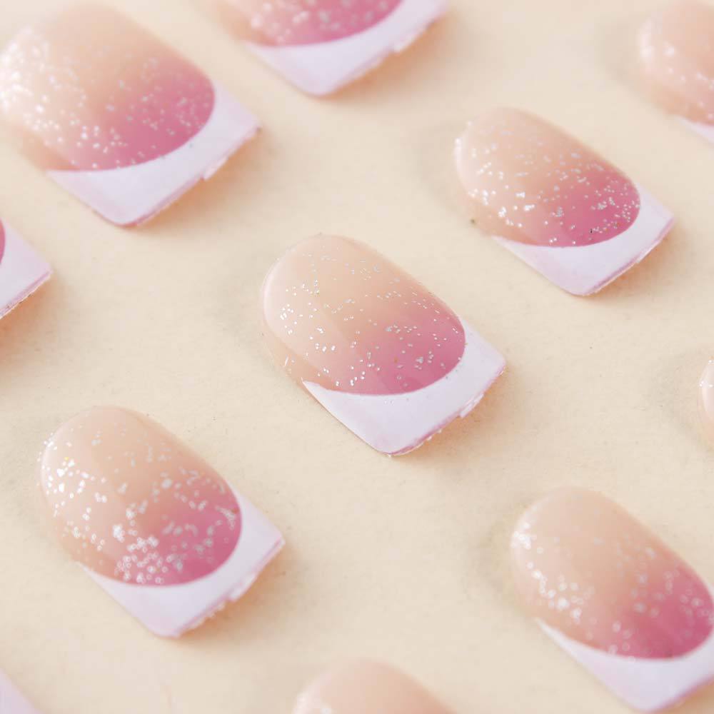 24pcs/Set Pink Ombre White French Press-On Nails