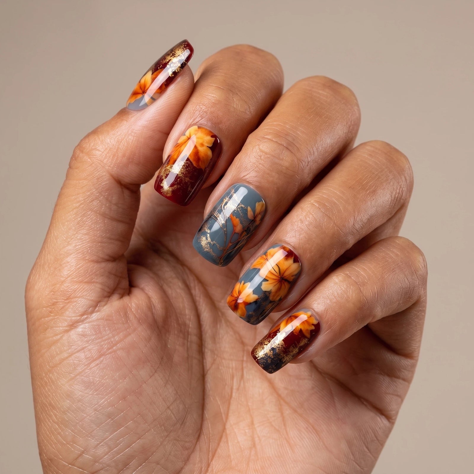 24pcs/Set Yellow Fallen Leaves Press-On Nails