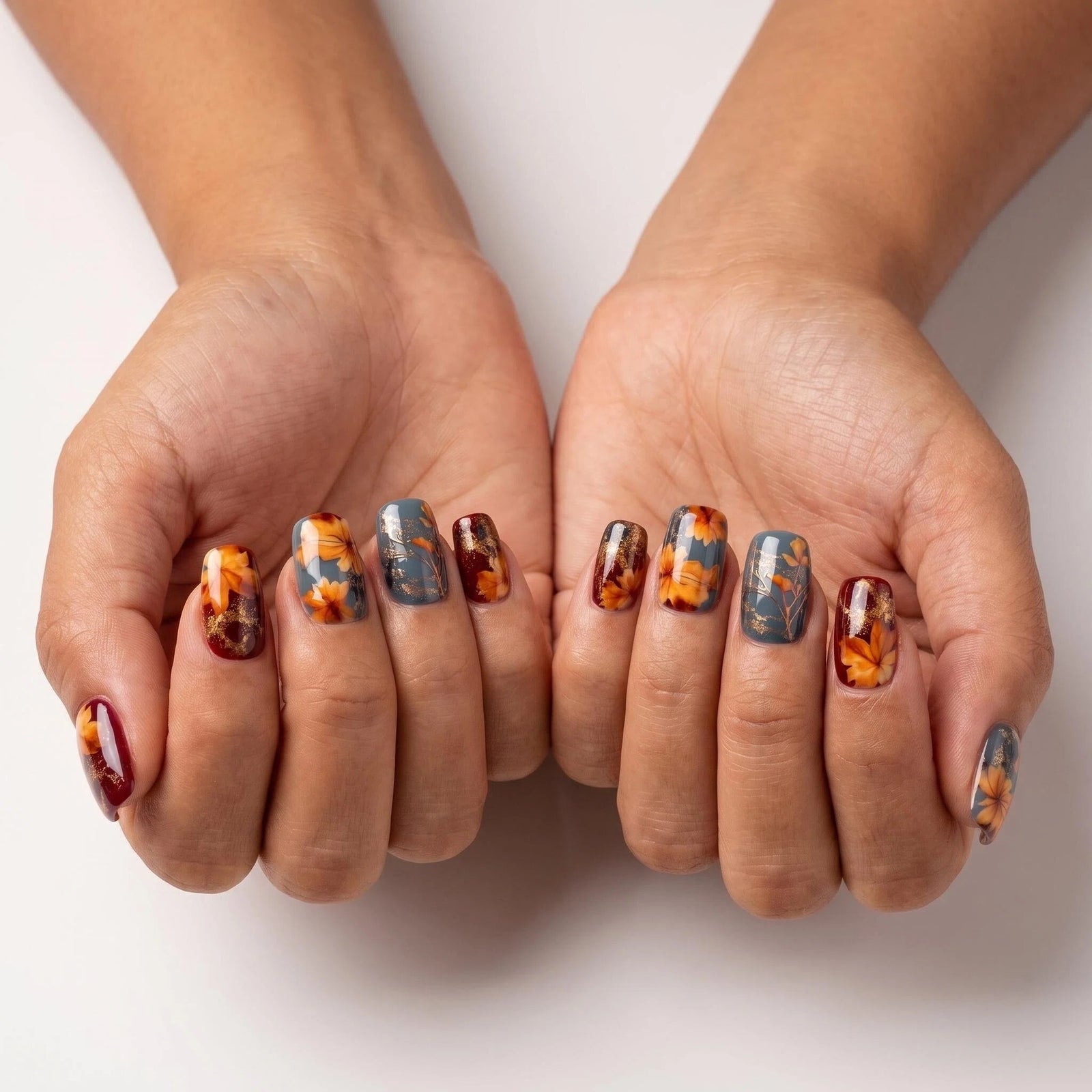 24pcs/Set Yellow Fallen Leaves Press-On Nails