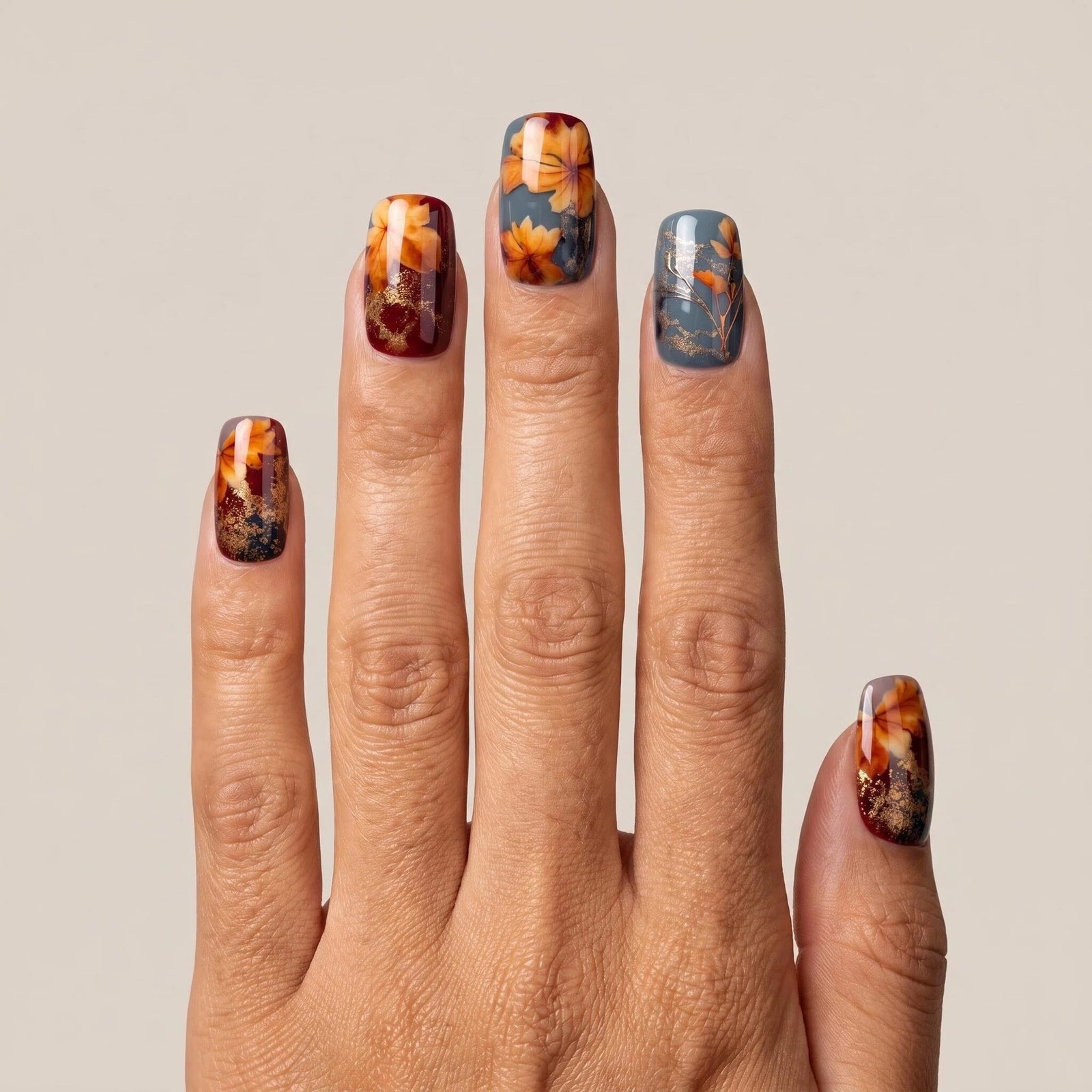 24pcs/Set Yellow Fallen Leaves Press-On Nails