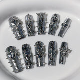(Handmade) 10pcs/Set Butterfly Heart Press-On Nails