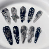 (Handmade) 10pcs/Set Butterfly Crown Punk Press-On Nails