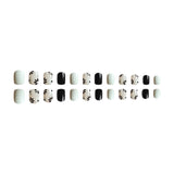 24pcs/Set Black and White Daisy Press-On Nails