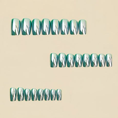 24pcs/Set Green Chrome Press-On Nails