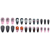24pcs/Set Halloween Pumpkin Skull Spider Web Press-On Nails