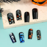 24pcs/Set Halloween Pumpkin Lantern Ghost Spider Web Press-On Nails