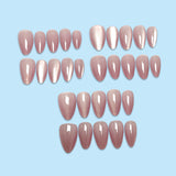 30pcs/Set Short Pink Cat Eye Press-On Nails