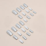 24pcs/Set Flash Silver Glitter French Press-On Nails