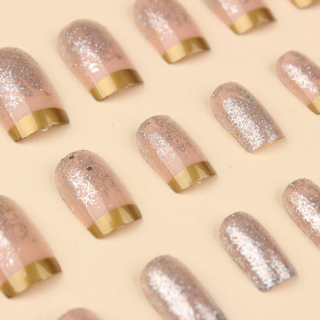 24pcs/Set Golden Line Glitter Press-On Nails