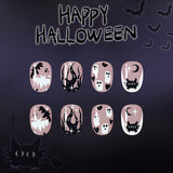 24pcs/Set Halloween Flame Bat Little Cat Heart Press-On Nails