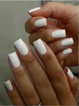 24pcs/Set Solid White Press-On Nails