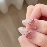 30pcs/Set 3D Pink Bow with Diamonds Press-On Nails