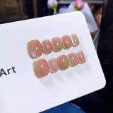 (Handmade) 10pcs/Set Pink Gradient Cat Eye Press-On Nails