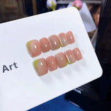 (Handmade) 10pcs/Set Pink Gradient Cat Eye Press-On Nails