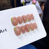 (Handmade) 10pcs/Set Pink Gradient Cat Eye Press-On Nails