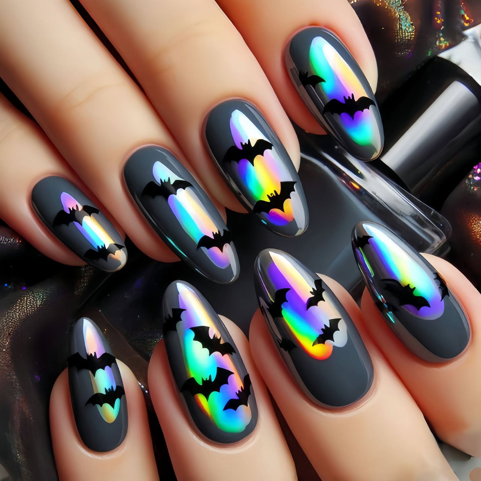 24pcs/Set Halloween Bat Press-On Nails