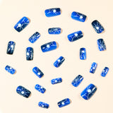 24pcs/Set Halloween Black Blue Gradient White Spider Web Press-On Nails