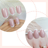 24pcs/Set Marble Solid Color French Press-On Nails