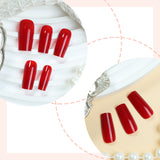 24pcs/Set Solid Red Press-On Nails