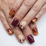 24pcs/Set Red and Yellow Maple Leaves Press-On Nails