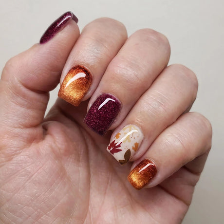 24pcs/Set Red and Yellow Maple Leaves Press-On Nails