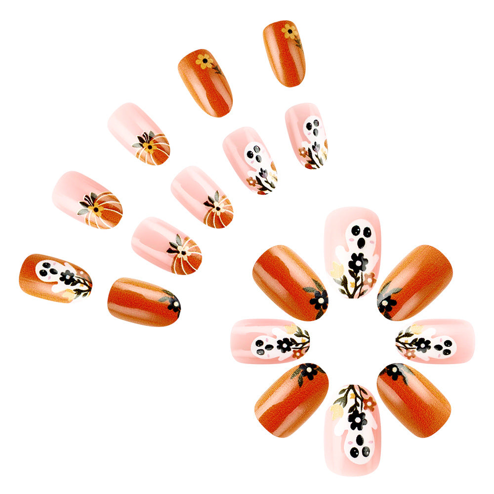 24pcs/Set Halloween Pumpkin Ghost Press-On Nails