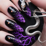 24pcs/Set Halloween Purple Snake Scales Press-On Nails