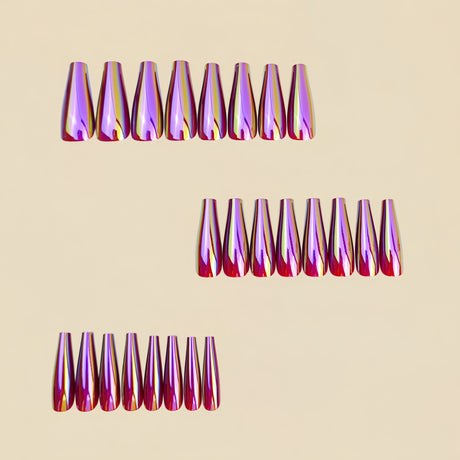 24pcs/Set Pink-Purple Electroplating Press-On Nails