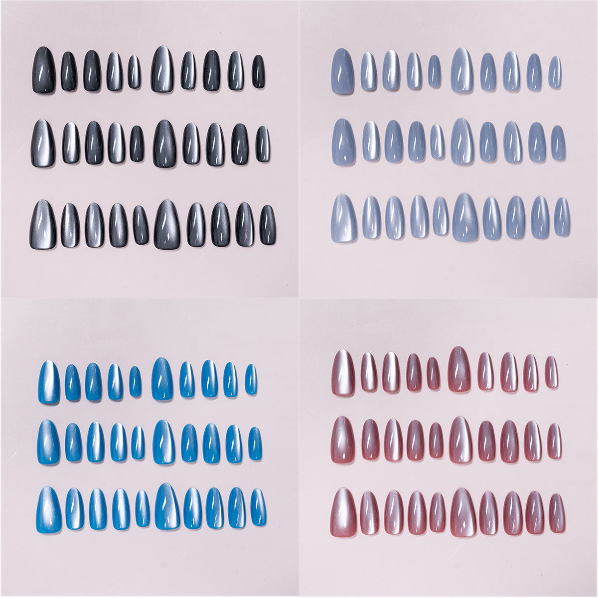 24pcs/Set Multi-Color Cat Eye Kit Press-On Nails