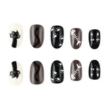 24pcs/Set Dark Cute Animal Cat Paw Press-On Nails