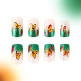 24pcs/Set French Leaf Pumpkin Press-On Nails