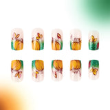 24pcs/Set French Leaf Pumpkin Press-On Nails