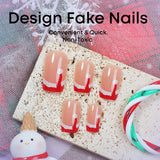 24pcs/Set French-Style Christmas Hat Press-On Nails