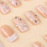 24pcs/Set White French Flowers Press-On Nails