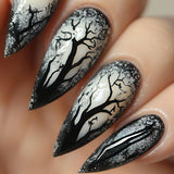 24pcs/Set Halloween Black Forest Press-On Nails